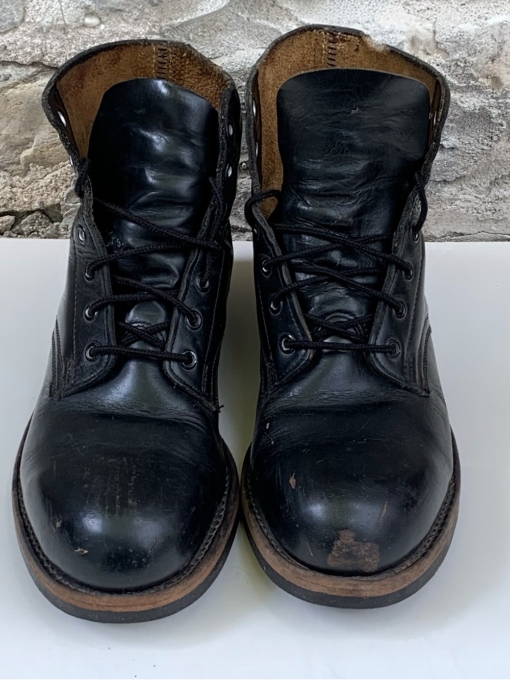Vintage Canadian Military Parade Work Boots Black Leather - Men's Size 8